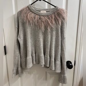 Sweater with feather trim